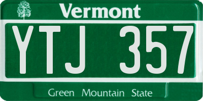 VT license plate YTJ357