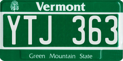 VT license plate YTJ363