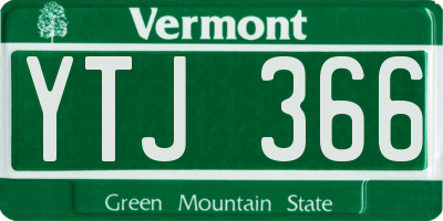 VT license plate YTJ366