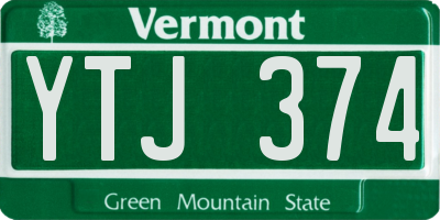 VT license plate YTJ374