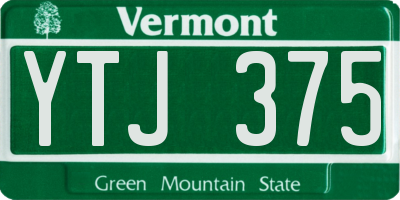 VT license plate YTJ375