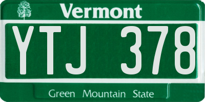 VT license plate YTJ378