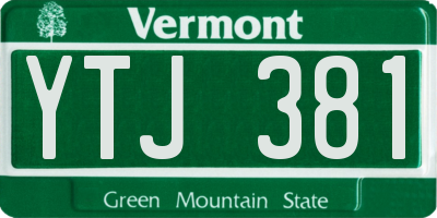 VT license plate YTJ381