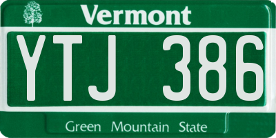 VT license plate YTJ386