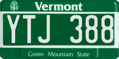 VT license plate YTJ388