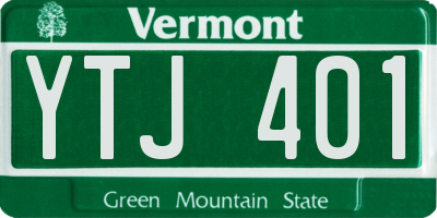 VT license plate YTJ401