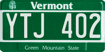 VT license plate YTJ402