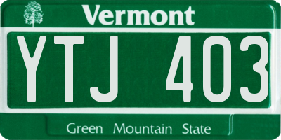 VT license plate YTJ403