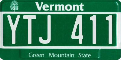 VT license plate YTJ411