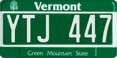 VT license plate YTJ447