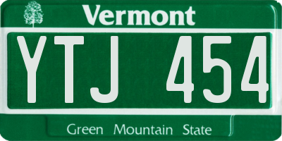 VT license plate YTJ454