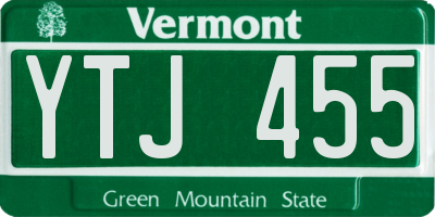 VT license plate YTJ455
