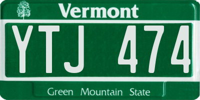 VT license plate YTJ474
