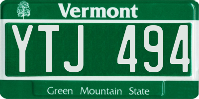 VT license plate YTJ494