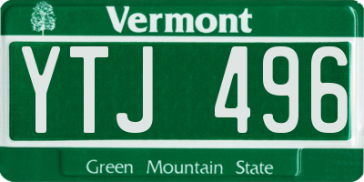 VT license plate YTJ496