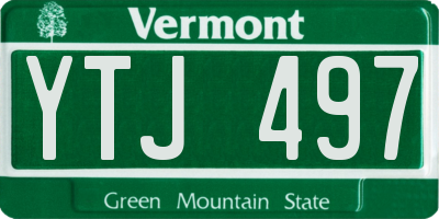 VT license plate YTJ497