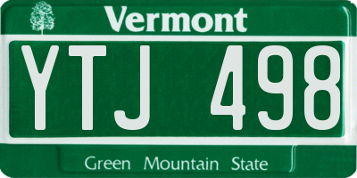 VT license plate YTJ498