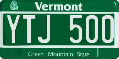 VT license plate YTJ500