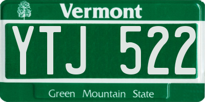 VT license plate YTJ522