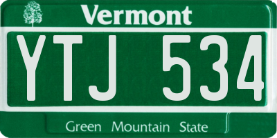 VT license plate YTJ534