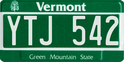VT license plate YTJ542