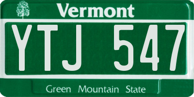 VT license plate YTJ547