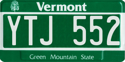 VT license plate YTJ552
