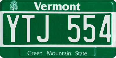 VT license plate YTJ554