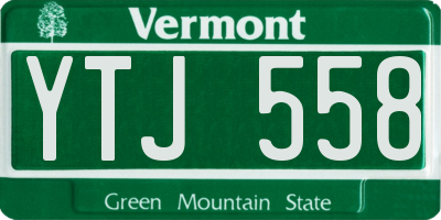 VT license plate YTJ558
