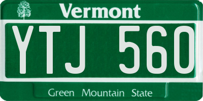 VT license plate YTJ560