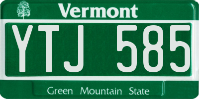 VT license plate YTJ585