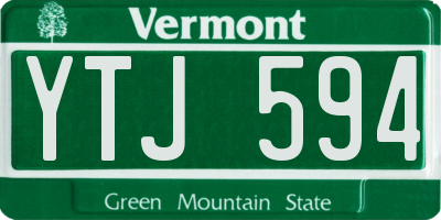 VT license plate YTJ594