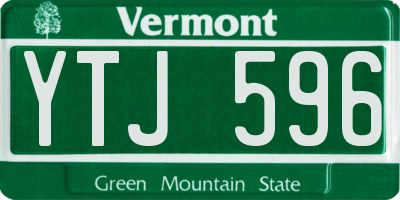 VT license plate YTJ596