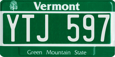 VT license plate YTJ597