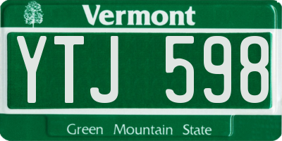 VT license plate YTJ598