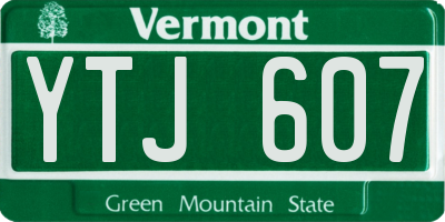 VT license plate YTJ607