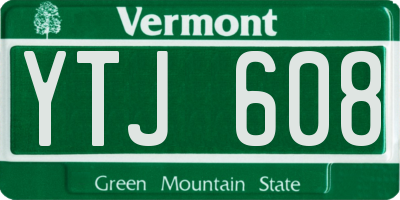 VT license plate YTJ608
