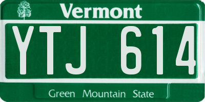VT license plate YTJ614