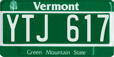 VT license plate YTJ617