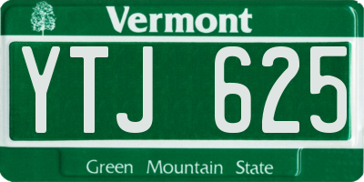 VT license plate YTJ625