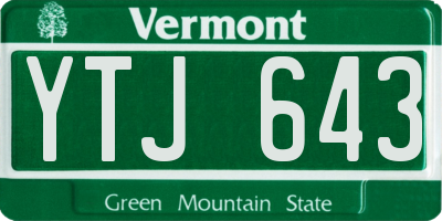 VT license plate YTJ643