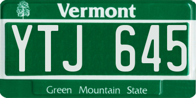 VT license plate YTJ645