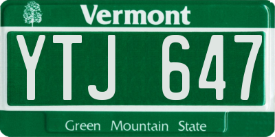 VT license plate YTJ647