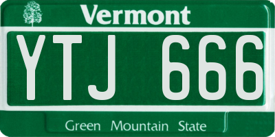 VT license plate YTJ666