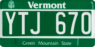 VT license plate YTJ670