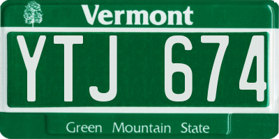 VT license plate YTJ674