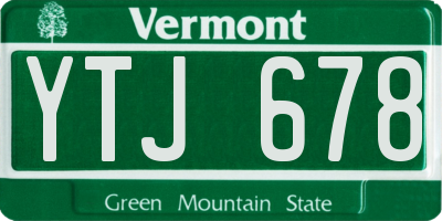 VT license plate YTJ678