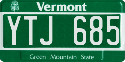 VT license plate YTJ685