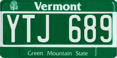 VT license plate YTJ689