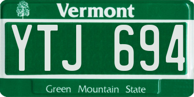 VT license plate YTJ694